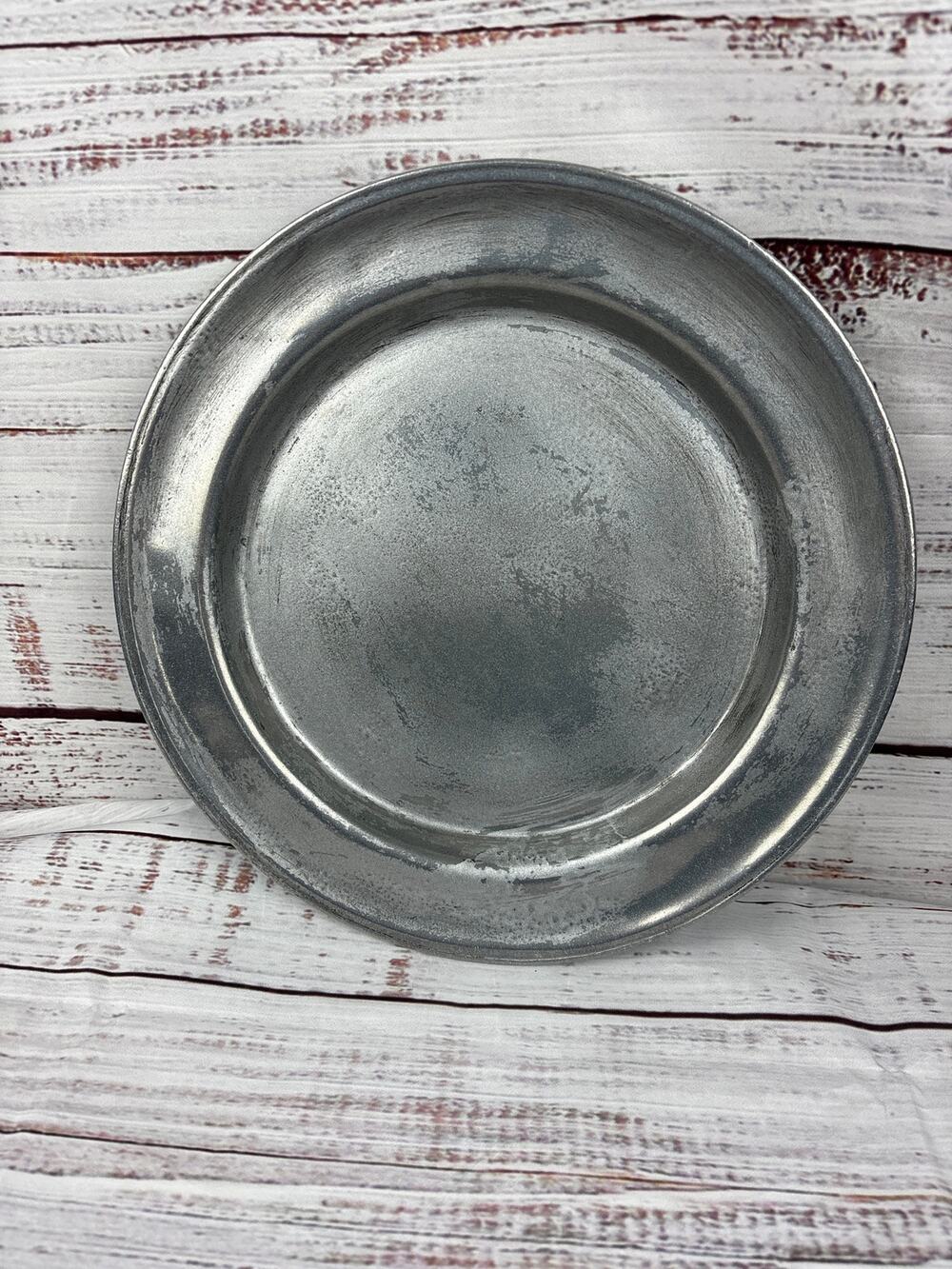 Antique Primitive Pewter Danforth Carson PA Charger Plate 12.75" Diameter #90255
